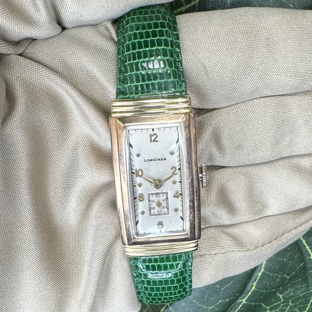 Vintage Longines Curvex 14k Yellow & Rose Gold Strap Watch