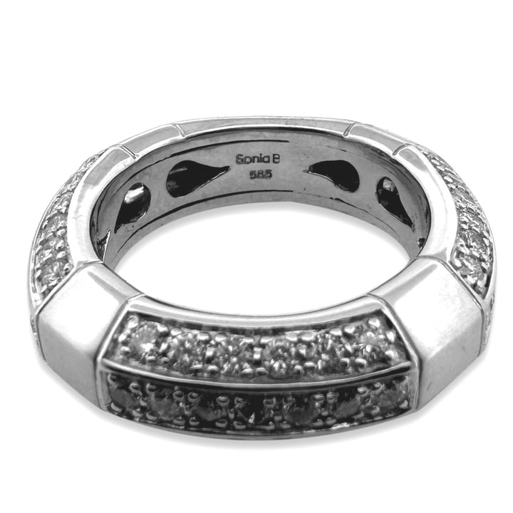 1.39ctw Round Brilliant Natural Diamond Band in 14k White Gold by Designer Sonia B