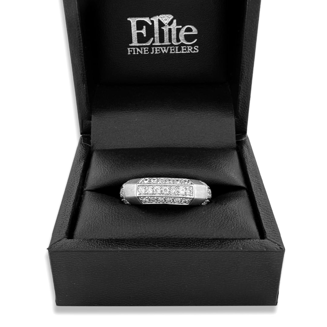 1.39ctw Round Brilliant Natural Diamond Band in 14k White Gold by Designer Sonia B
