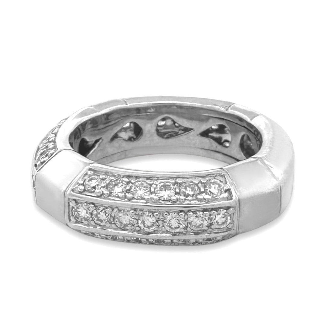 1.39ctw Round Brilliant Natural Diamond Band in 14k White Gold by Designer Sonia B