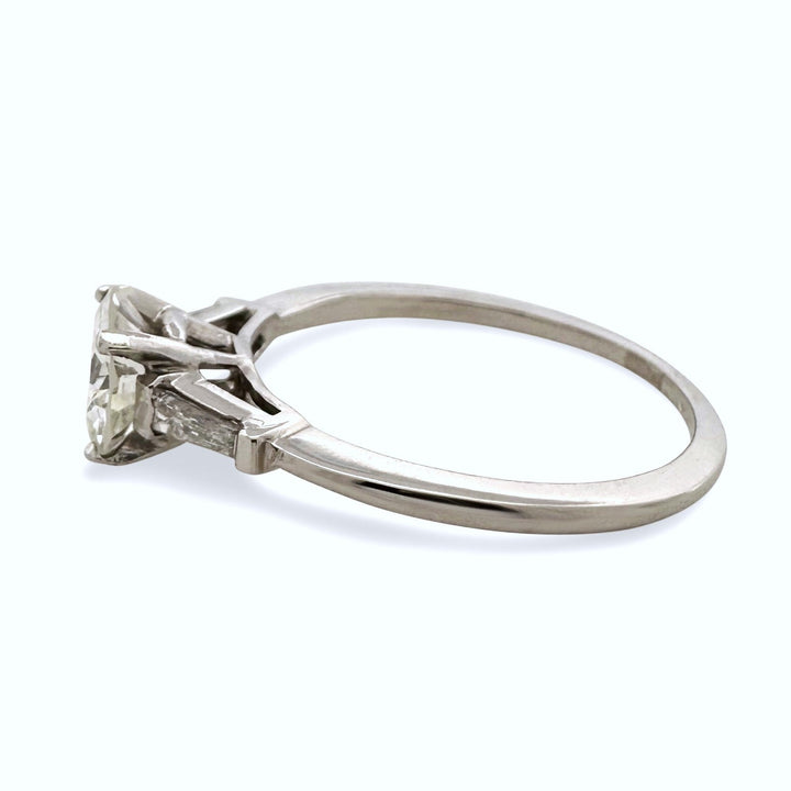Vintage 0.72ct Transitional Cut and Tapered Baguette Natural Diamond 3-Stone Engagement Ring in Platinum