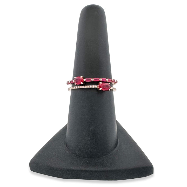 Ruby & Diamond Double-Band Ring in 14k Rose Gold by Effy