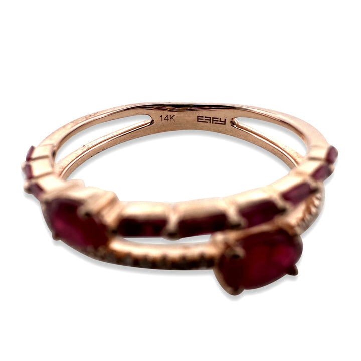 Ruby & Diamond Double-Band Ring in 14k Rose Gold by Effy