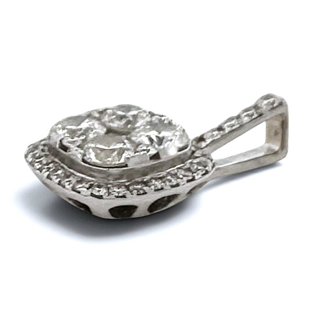 0.62ctw Round Brilliant Natural Diamond Pavé Cluster Pendant in 14k White Gold