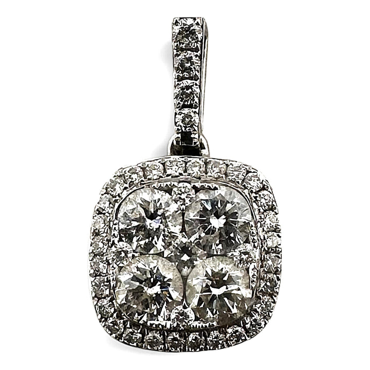 0.62ctw Round Brilliant Natural Diamond Pavé Cluster Pendant in 14k White Gold