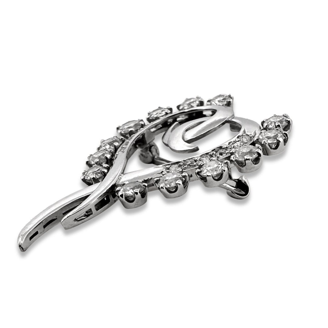 Vintage 2.11ctw Old European Cut Natural Diamond Heart Brooch in Platinum