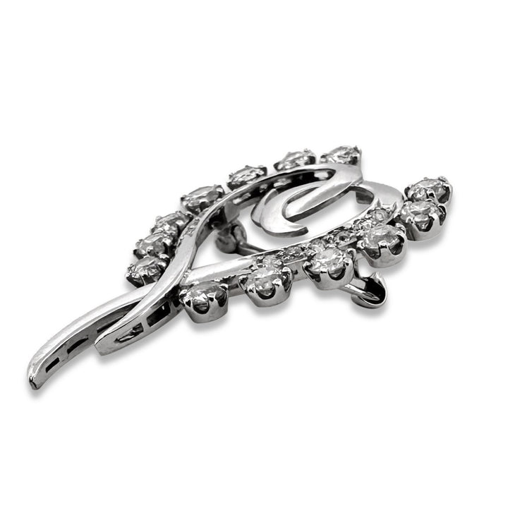 Vintage 2.11ctw Old European Cut Natural Diamond Heart Brooch in Platinum
