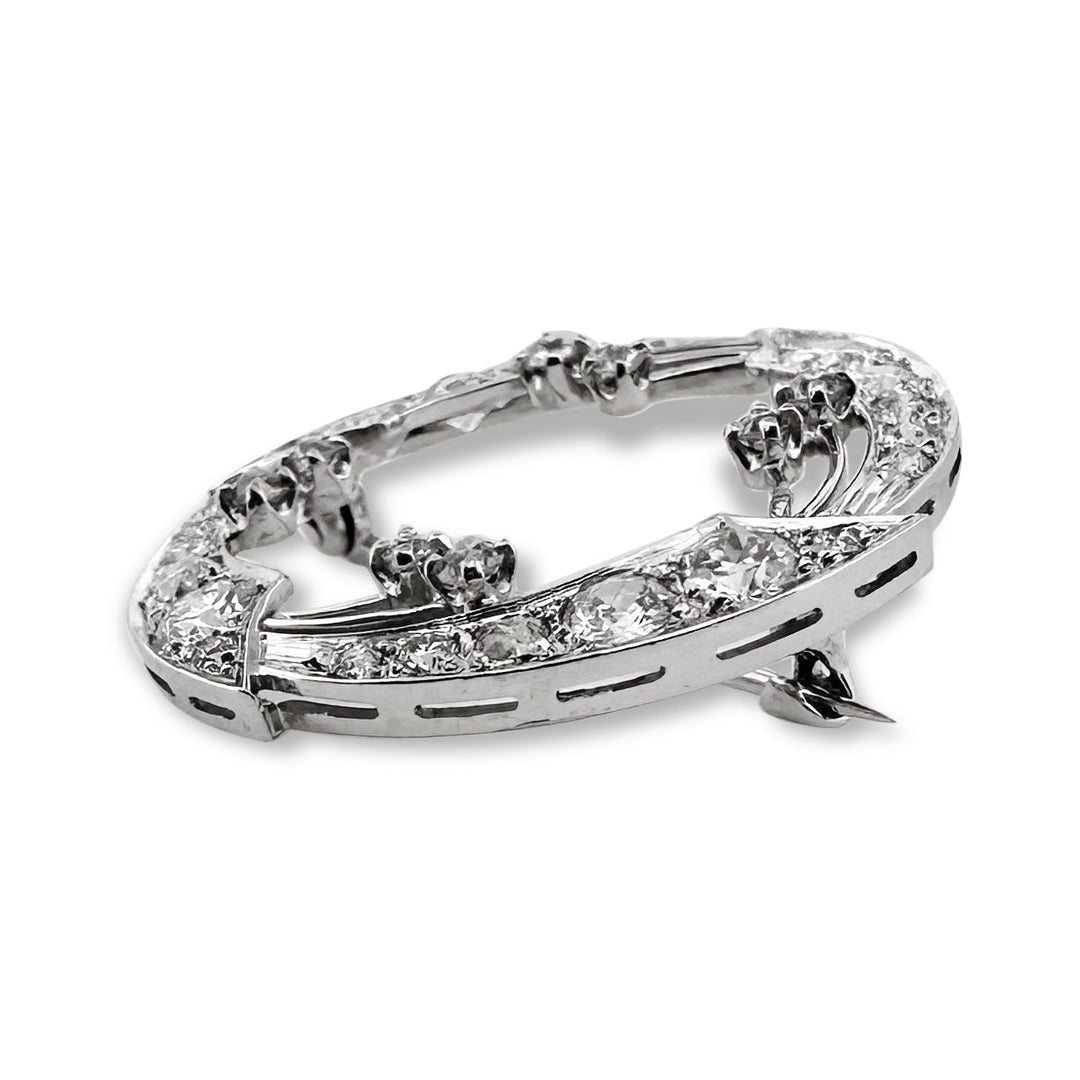 Vintage 2ctw Old European Cut Natural Diamond Pinwheel Brooch in Platinum