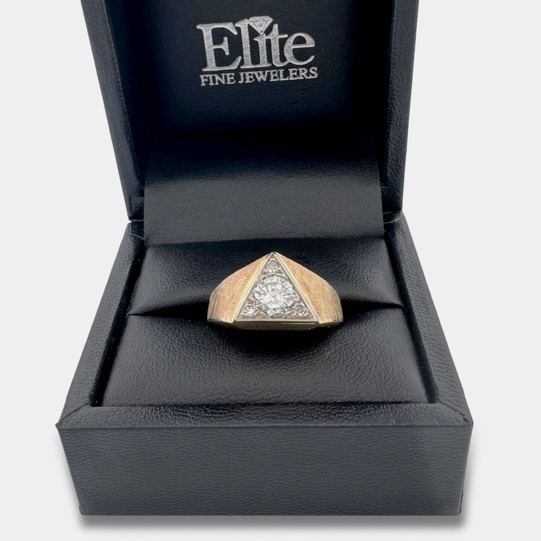 0.94ctw Round Brilliant Natural Diamond Men's 14k Two-Tone Gold Ring