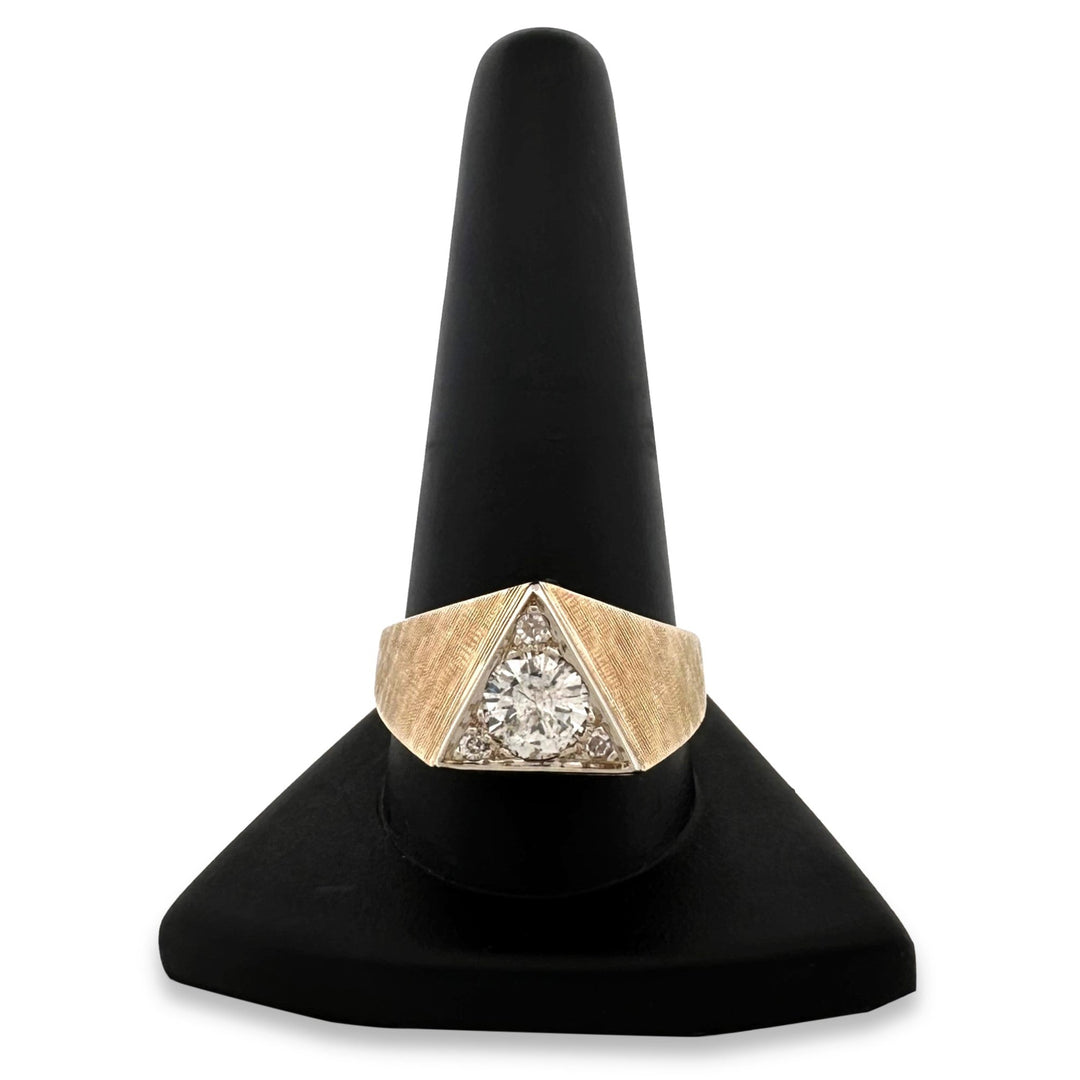 0.94ctw Round Brilliant Natural Diamond Men's 14k Two-Tone Gold Ring