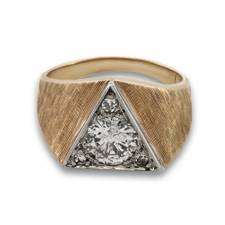 0.94ctw Round Brilliant Natural Diamond Men's 14k Two-Tone Gold Ring