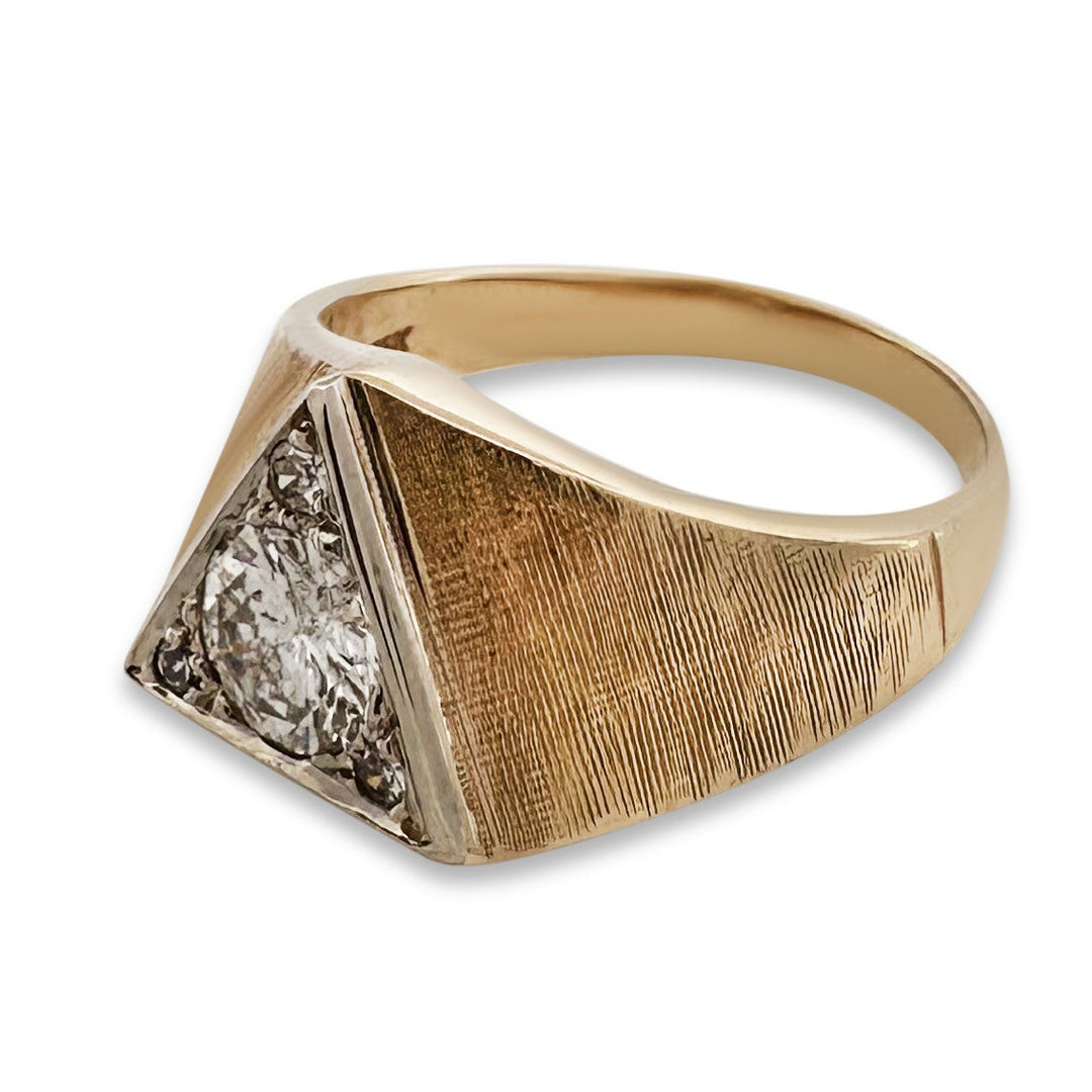 0.94ctw Round Brilliant Natural Diamond Men's 14k Two-Tone Gold Ring