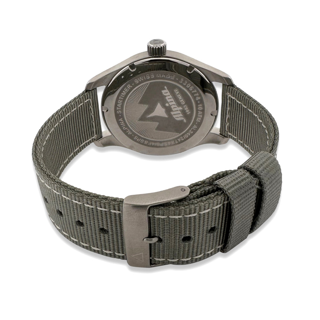 Alpina Startimer GMT 42mm Stainless Steel on Green Strap Watch with Box & Papers