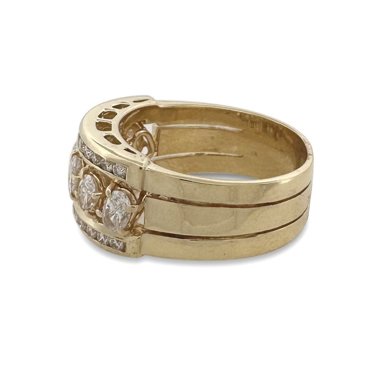 1.50ctw Oval & Round Brilliant Diamond Diagonal Cocktail Ring in 18k Yellow Gold