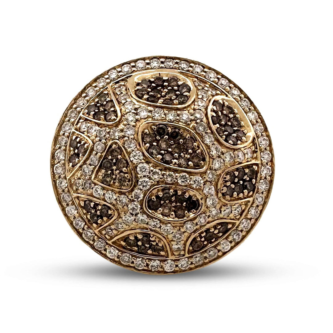 0.50ctw Brown and Colorless Round Brilliant Diamond Leopard Cocktail Ring in 14k Yellow Gold
