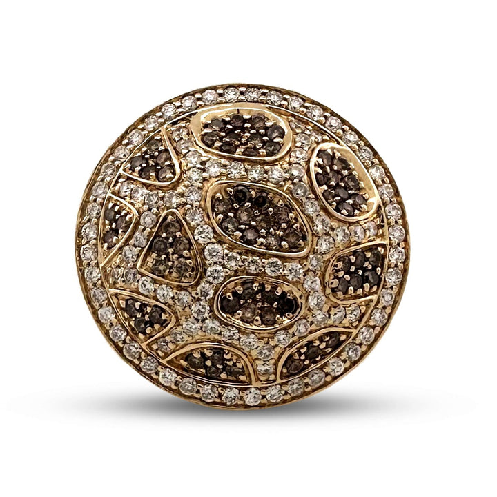 0.50ctw Brown and Colorless Round Brilliant Diamond Leopard Cocktail Ring in 14k Yellow Gold