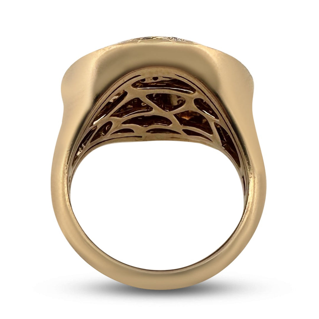 0.50ctw Brown and Colorless Round Brilliant Diamond Leopard Cocktail Ring in 14k Yellow Gold