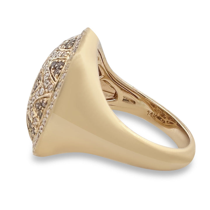 0.50ctw Brown and Colorless Round Brilliant Diamond Leopard Cocktail Ring in 14k Yellow Gold