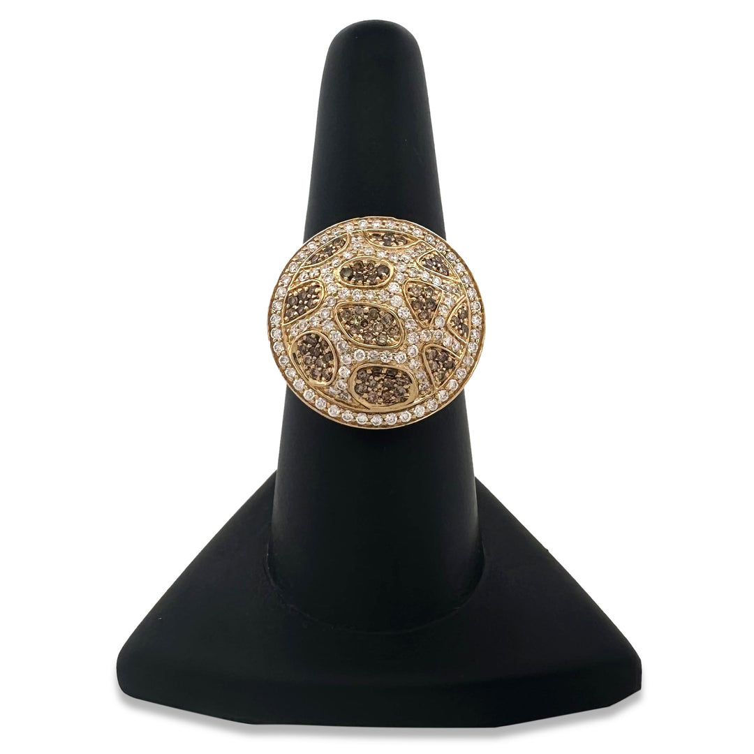0.50ctw Brown and Colorless Round Brilliant Diamond Leopard Cocktail Ring in 14k Yellow Gold