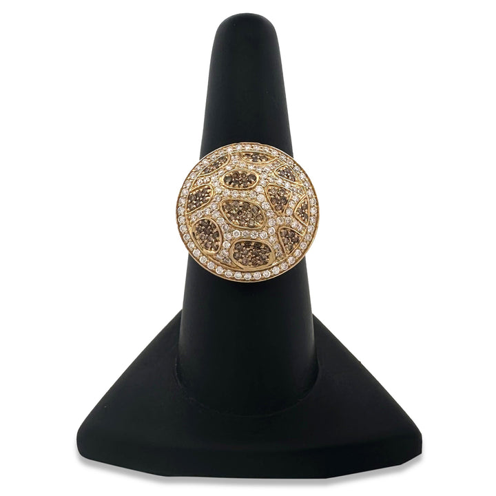 0.50ctw Brown and Colorless Round Brilliant Diamond Leopard Cocktail Ring in 14k Yellow Gold