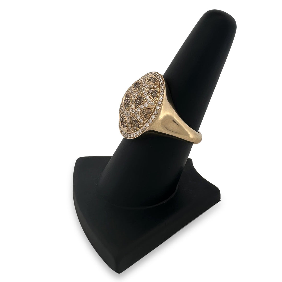 0.50ctw Brown and Colorless Round Brilliant Diamond Leopard Cocktail Ring in 14k Yellow Gold