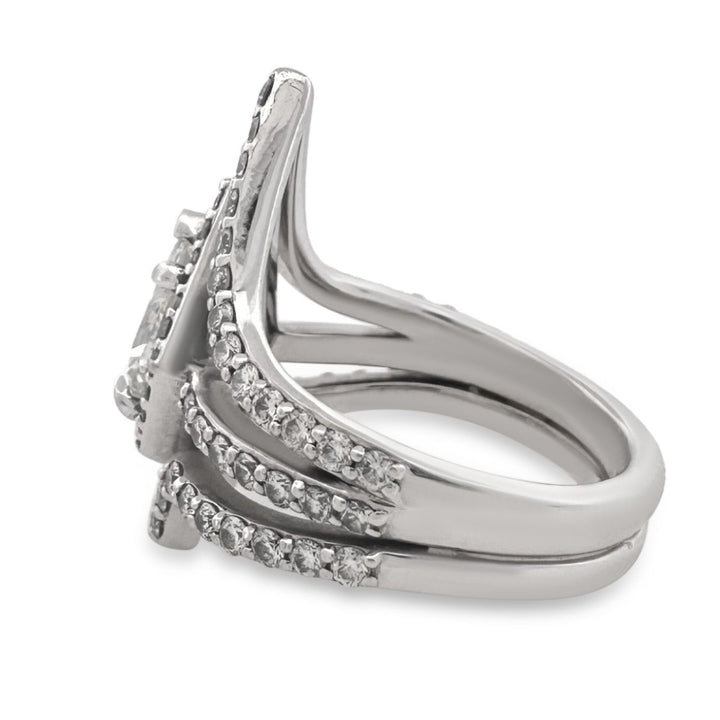 GIA Graded 1.04ct Pear Center with Round Brilliants Natural Diamond Engagement Ring in 14k White Gold