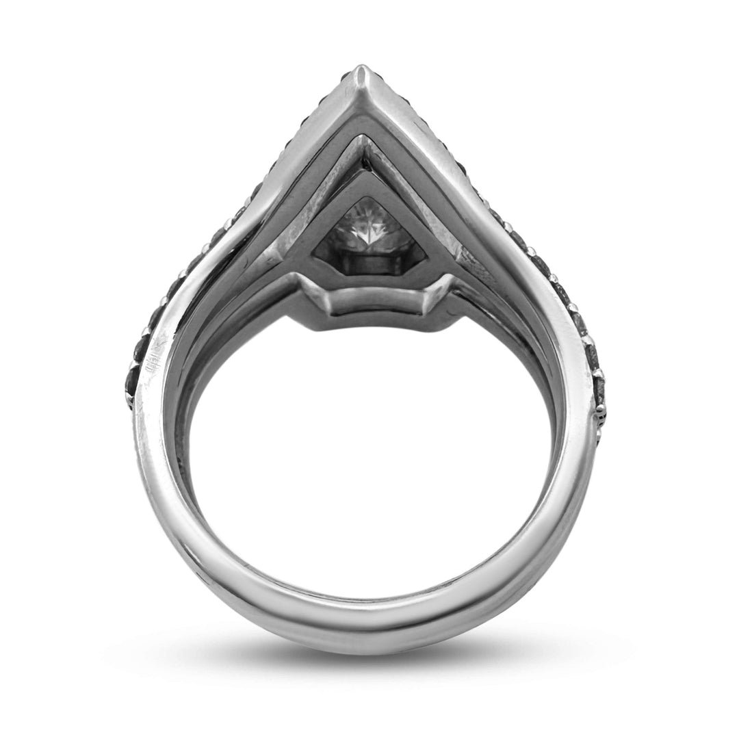 GIA Graded 1.04ct Pear Center with Round Brilliants Natural Diamond Engagement Ring in 14k White Gold