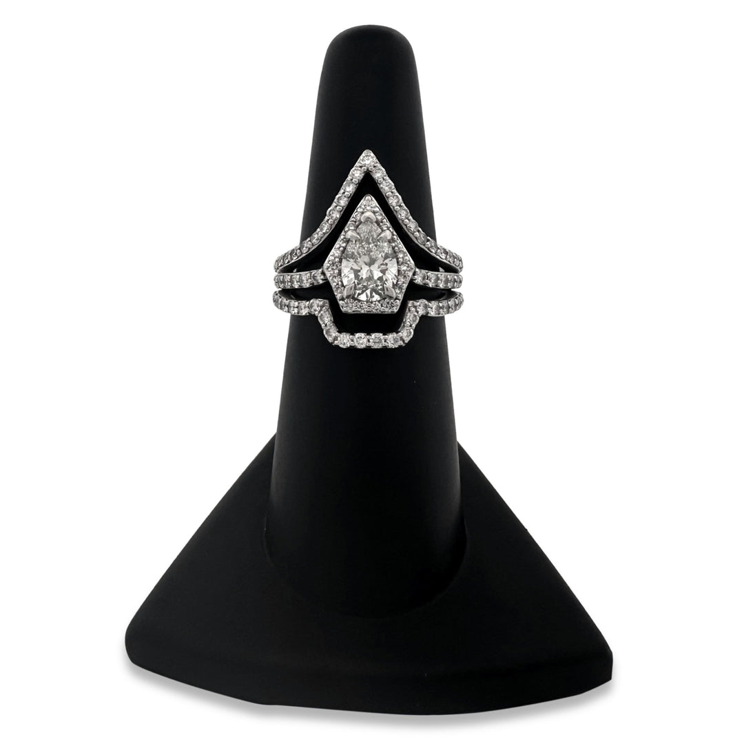 GIA Graded 1.04ct Pear Center with Round Brilliants Natural Diamond Engagement Ring in 14k White Gold