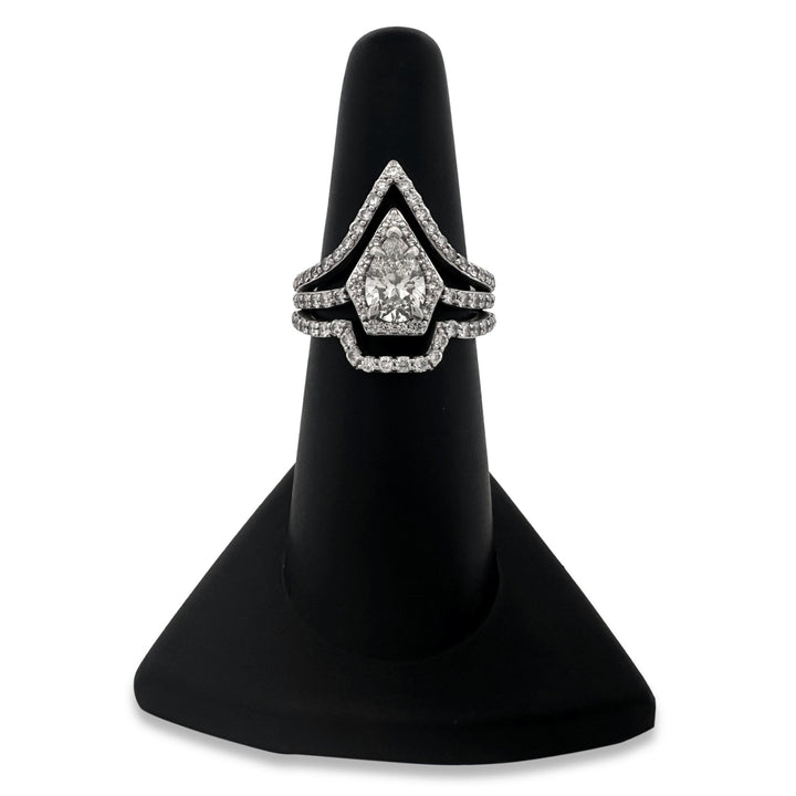 GIA Graded 1.04ct Pear Center with Round Brilliants Natural Diamond Engagement Ring in 14k White Gold