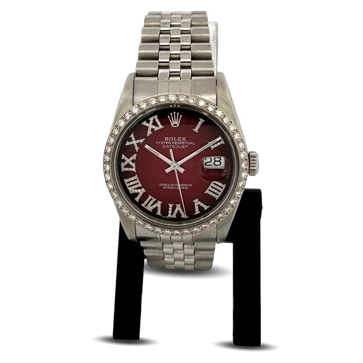 1990 Rolex Datejust 36mm Stainless Steel Jubilee Bracelet Watch with Diamonds