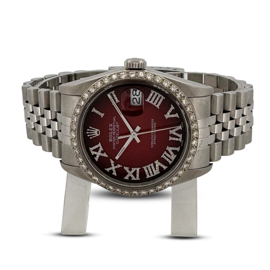 1990 Rolex Datejust 36mm Stainless Steel Jubilee Bracelet Watch with Diamonds