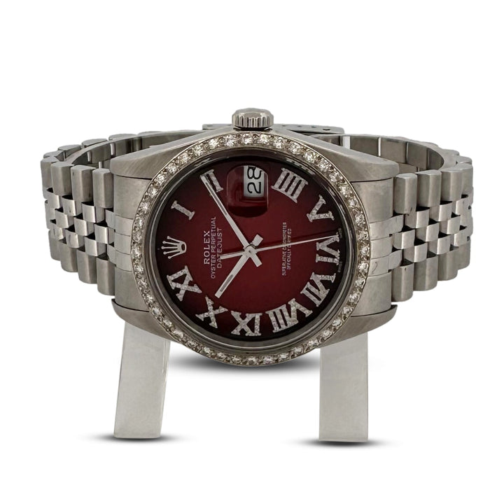 1990 Rolex Datejust 36mm Stainless Steel Jubilee Bracelet Watch with Diamonds