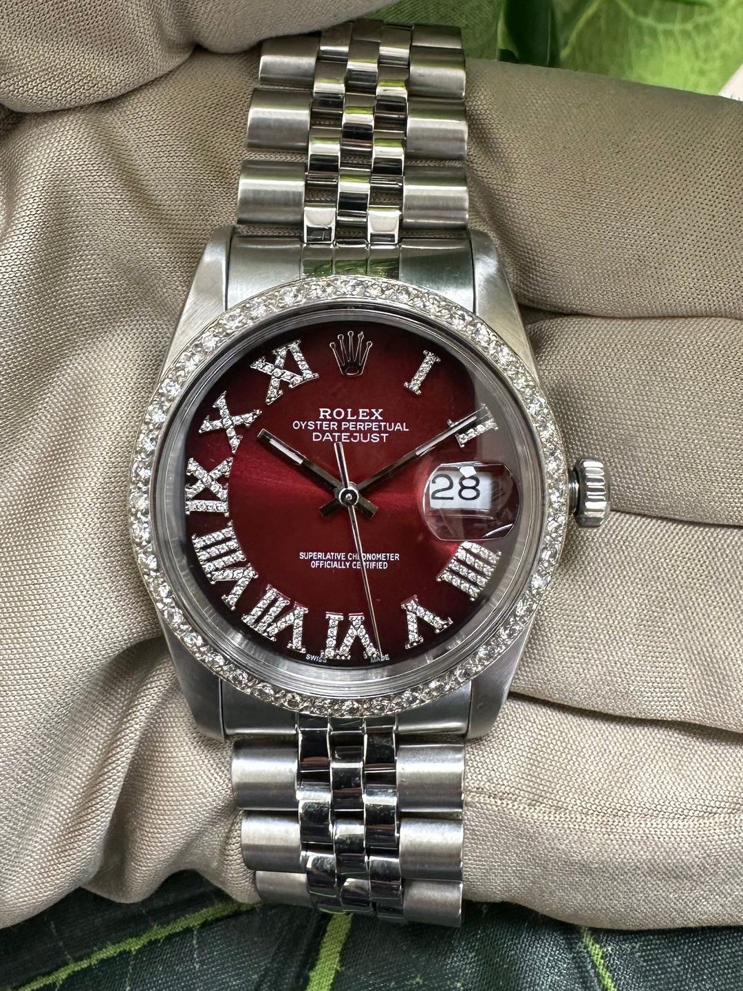1990 Rolex Datejust 36mm Stainless Steel Jubilee Bracelet Watch with Diamonds