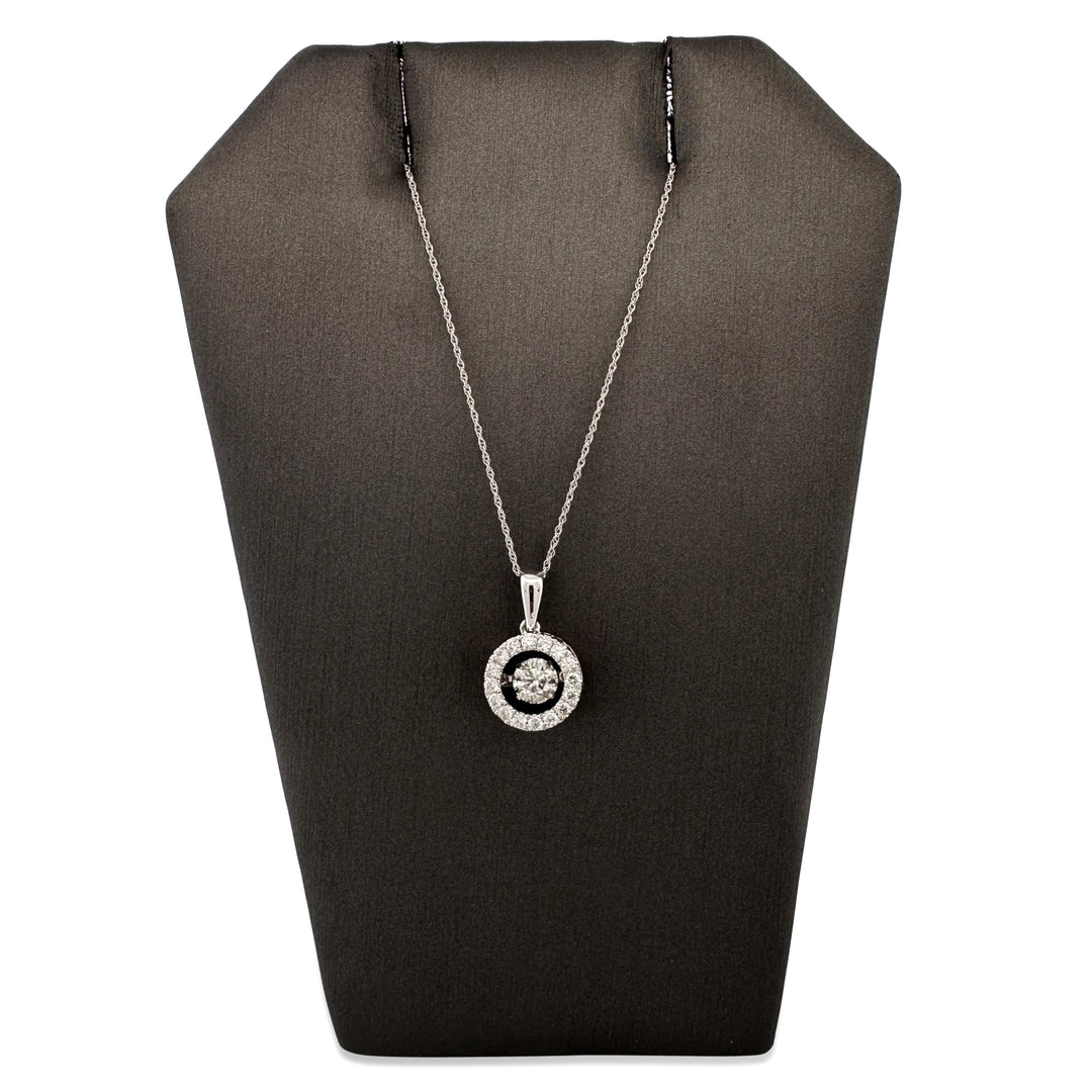 0.82ctw Round Brilliant Natural Dancing Diamond Pendant Necklace in 14k White Gold