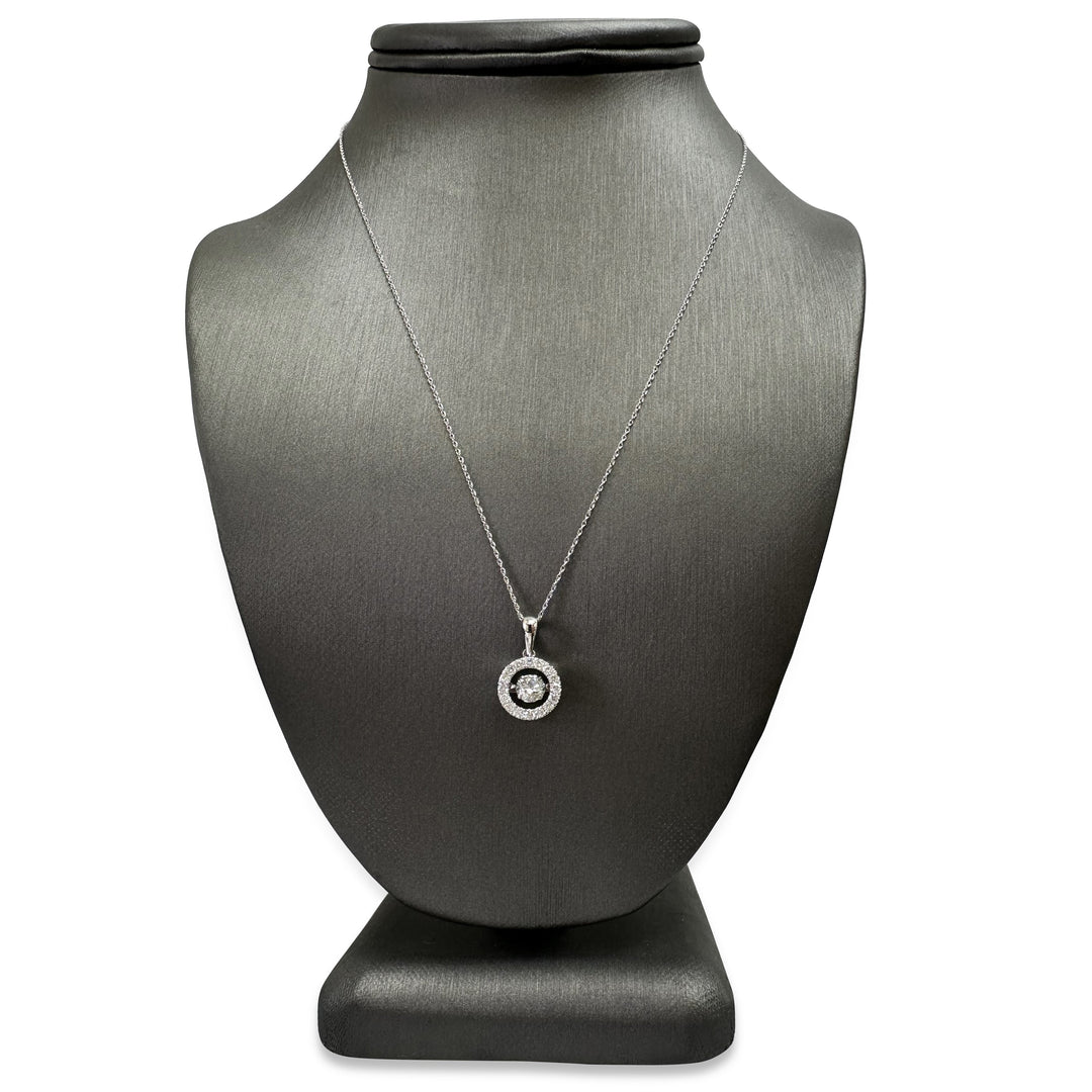0.82ctw Round Brilliant Natural Dancing Diamond Pendant Necklace in 14k White Gold