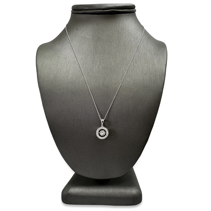 0.82ctw Round Brilliant Natural Dancing Diamond Pendant Necklace in 14k White Gold
