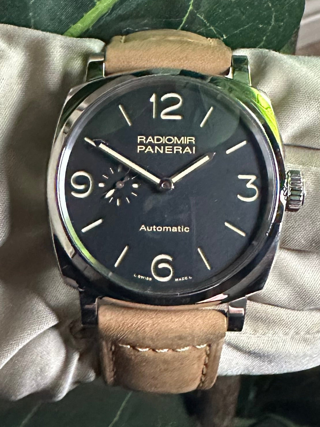 Panerai Radiomir Pam 1940 45mm Stainless Steel Leather Strap Watch With Box