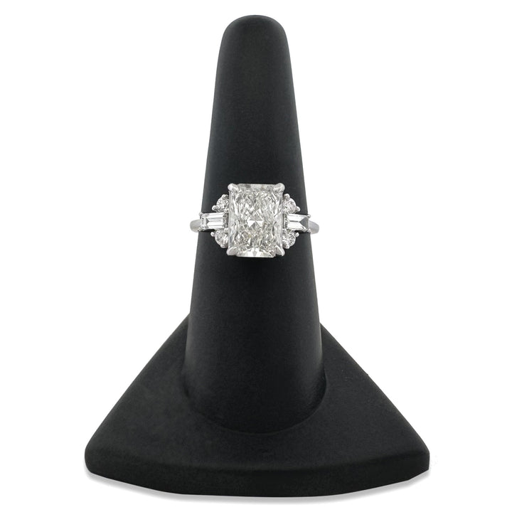 IGI Graded 2.76ct Radiant Cut Center with Baguette & Round Lab-Grown Diamond Engagement Ring 14k White Gold