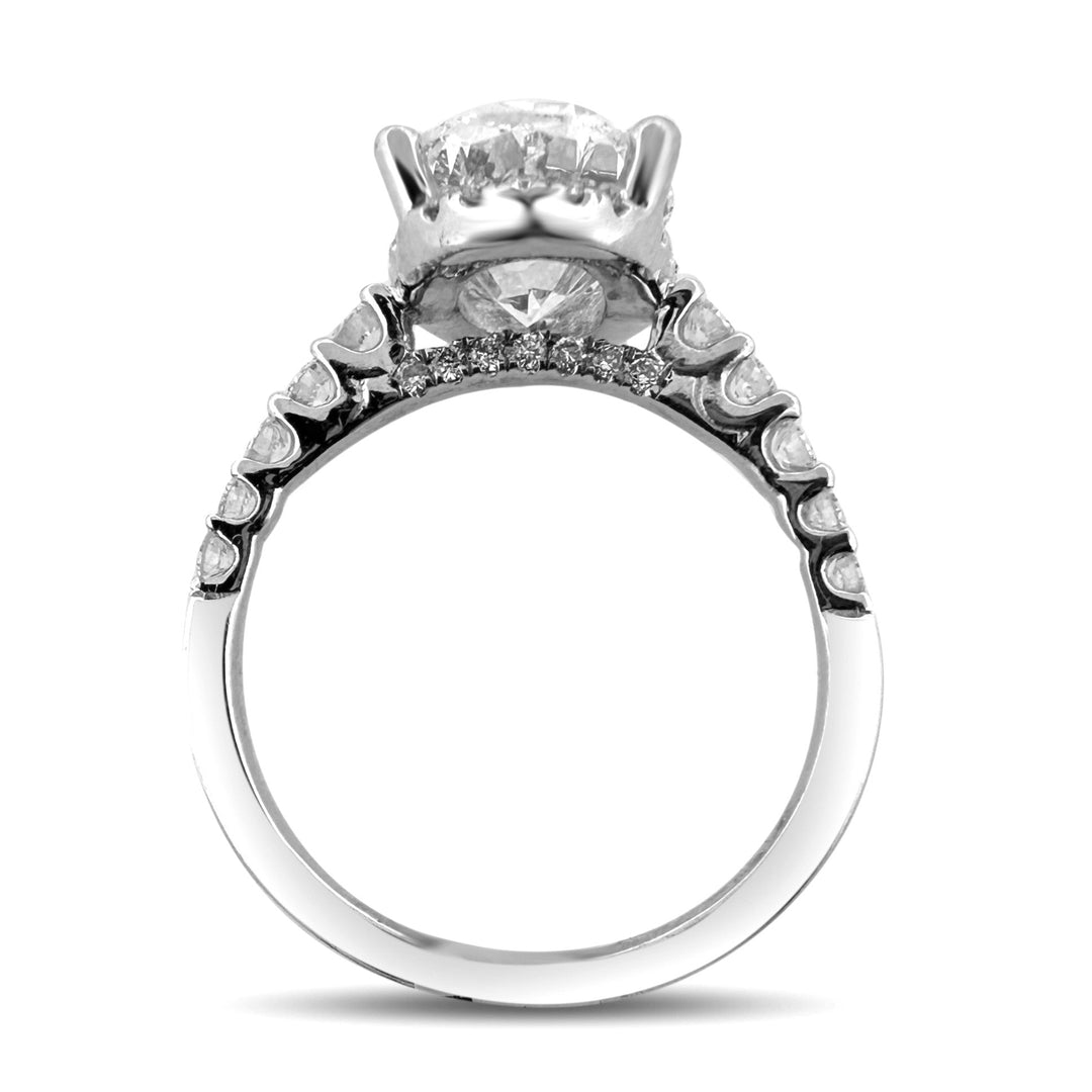 IGI Graded 4.03ct Oval & Round Brilliant Lab-Grown Diamond Halo Wedding Set in 14k White Gold