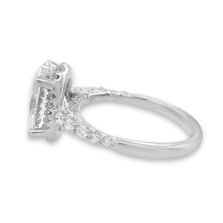 IGI Graded 4.03ct Oval & Round Brilliant Lab-Grown Diamond Halo Wedding Set in 14k White Gold