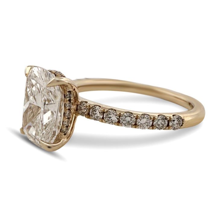 IGI Graded 4.03ct Cushion Cut with Hidden Halo Lab-Grown Diamond Engagement Ring in 14k Yellow Gold