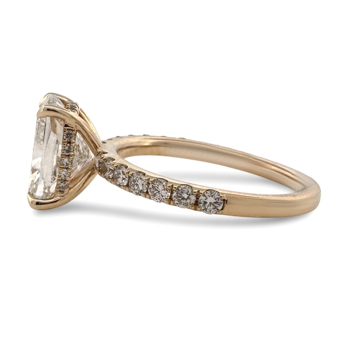 IGI Graded 4.03ct Cushion Cut with Hidden Halo Lab-Grown Diamond Engagement Ring in 14k Yellow Gold