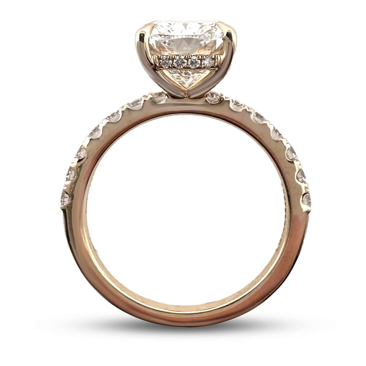 IGI Graded 4.03ct Cushion Cut with Hidden Halo Lab-Grown Diamond Engagement Ring in 14k Yellow Gold
