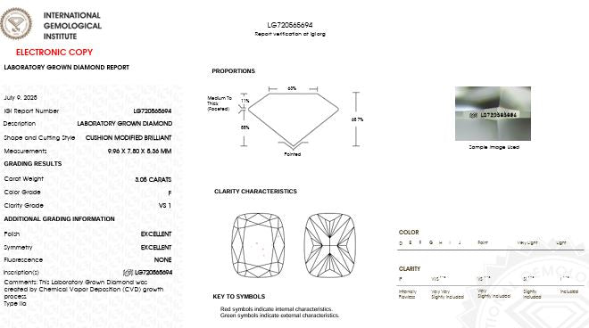 IGI Graded 3.05ct Cushion Cut with Hidden Halo Lab-Grown Diamond Engagement Ring in 14k Yellow Gold