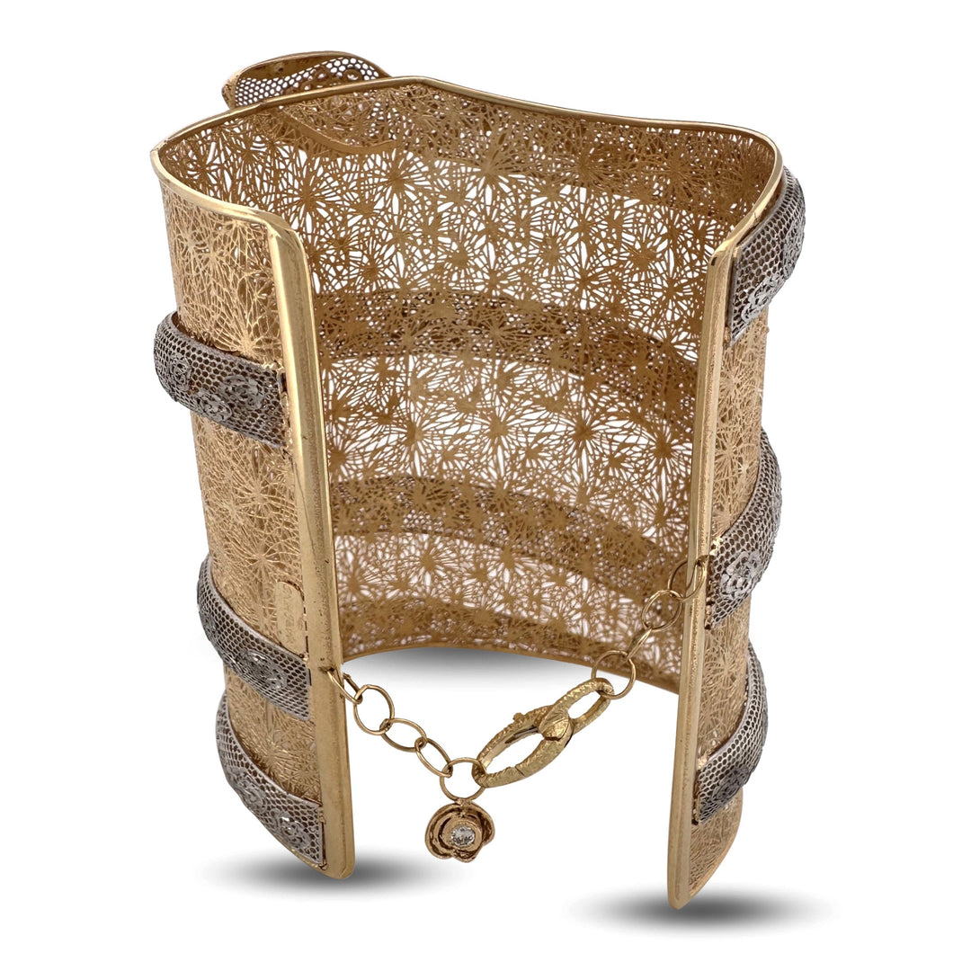 Coiled Snake Cuff Bracelet in 18k Two-Tone Gold