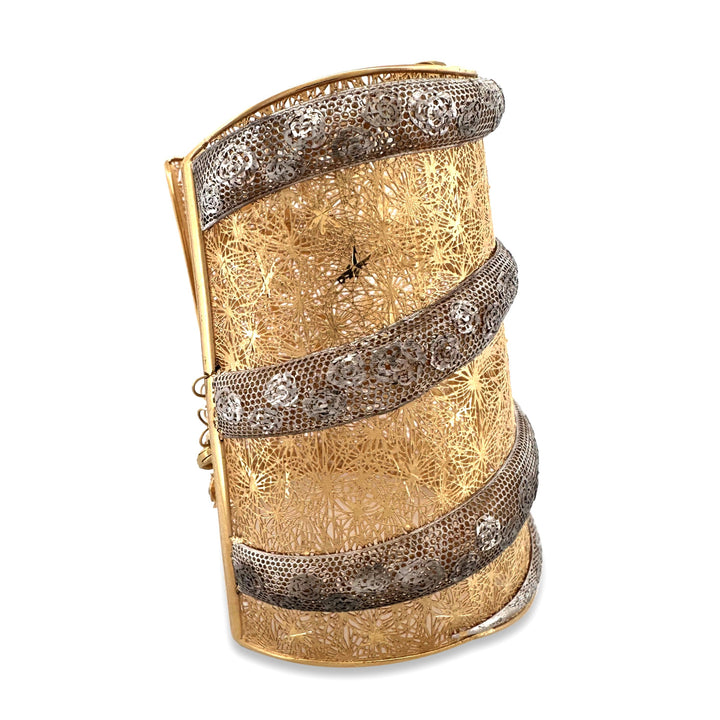 Coiled Snake Cuff Bracelet in 18k Two-Tone Gold