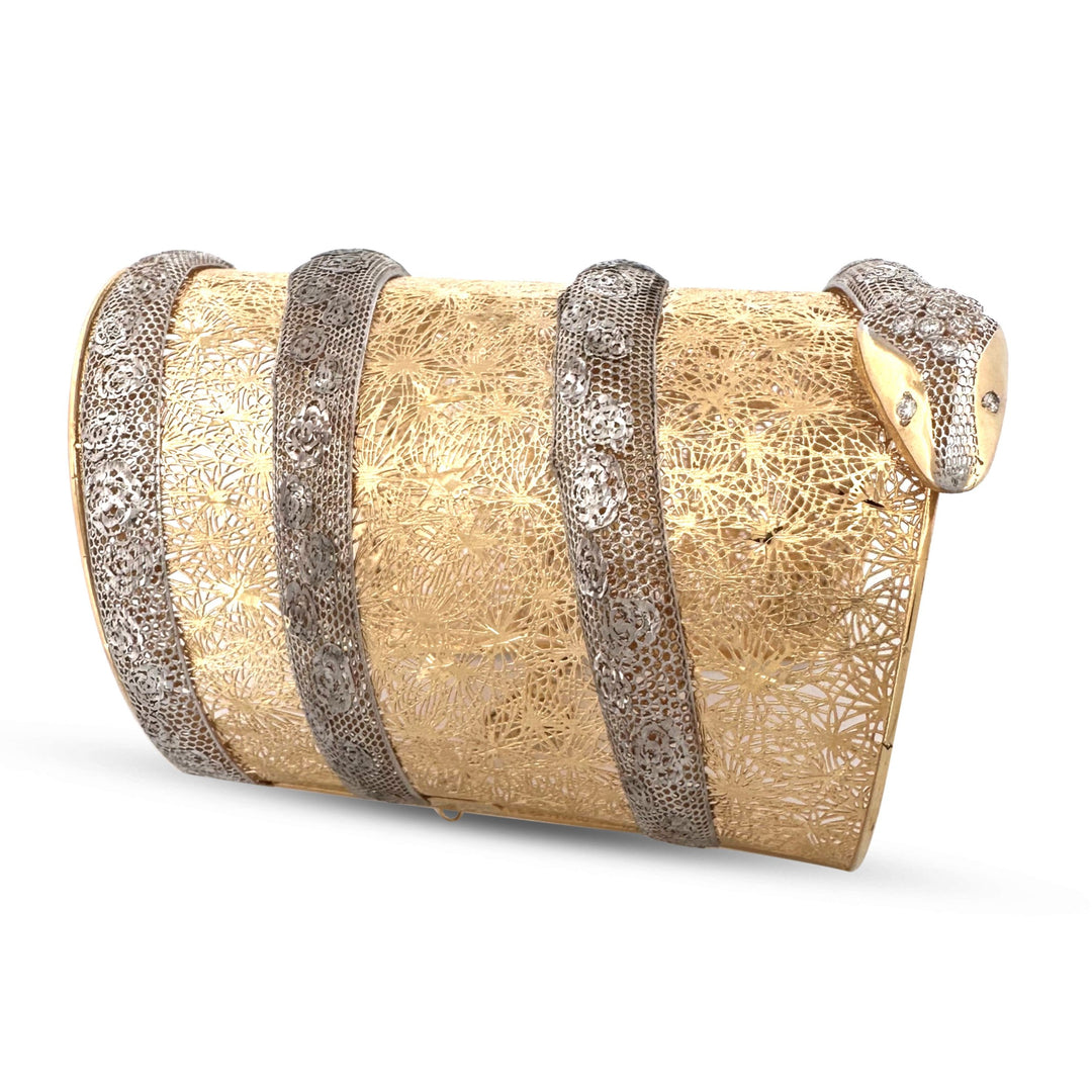 Coiled Snake Cuff Bracelet in 18k Two-Tone Gold