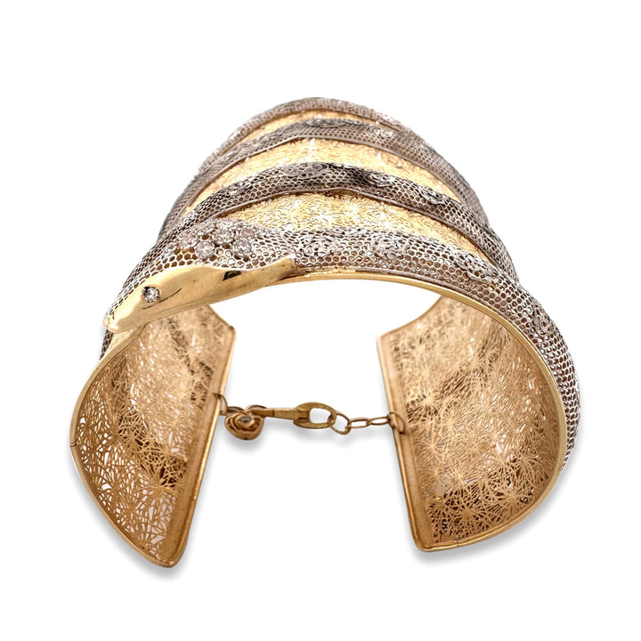 Coiled Snake Cuff Bracelet in 18k Two-Tone Gold