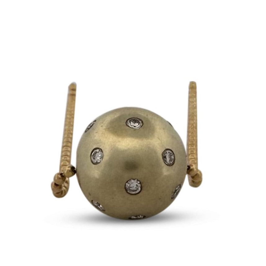 Colorless Sapphire Studded Ball Pendant Necklace in 14k Yellow Gold