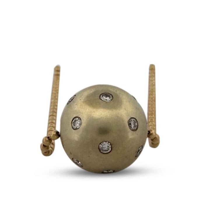 Colorless Sapphire Studded Ball Pendant Necklace in 14k Yellow Gold